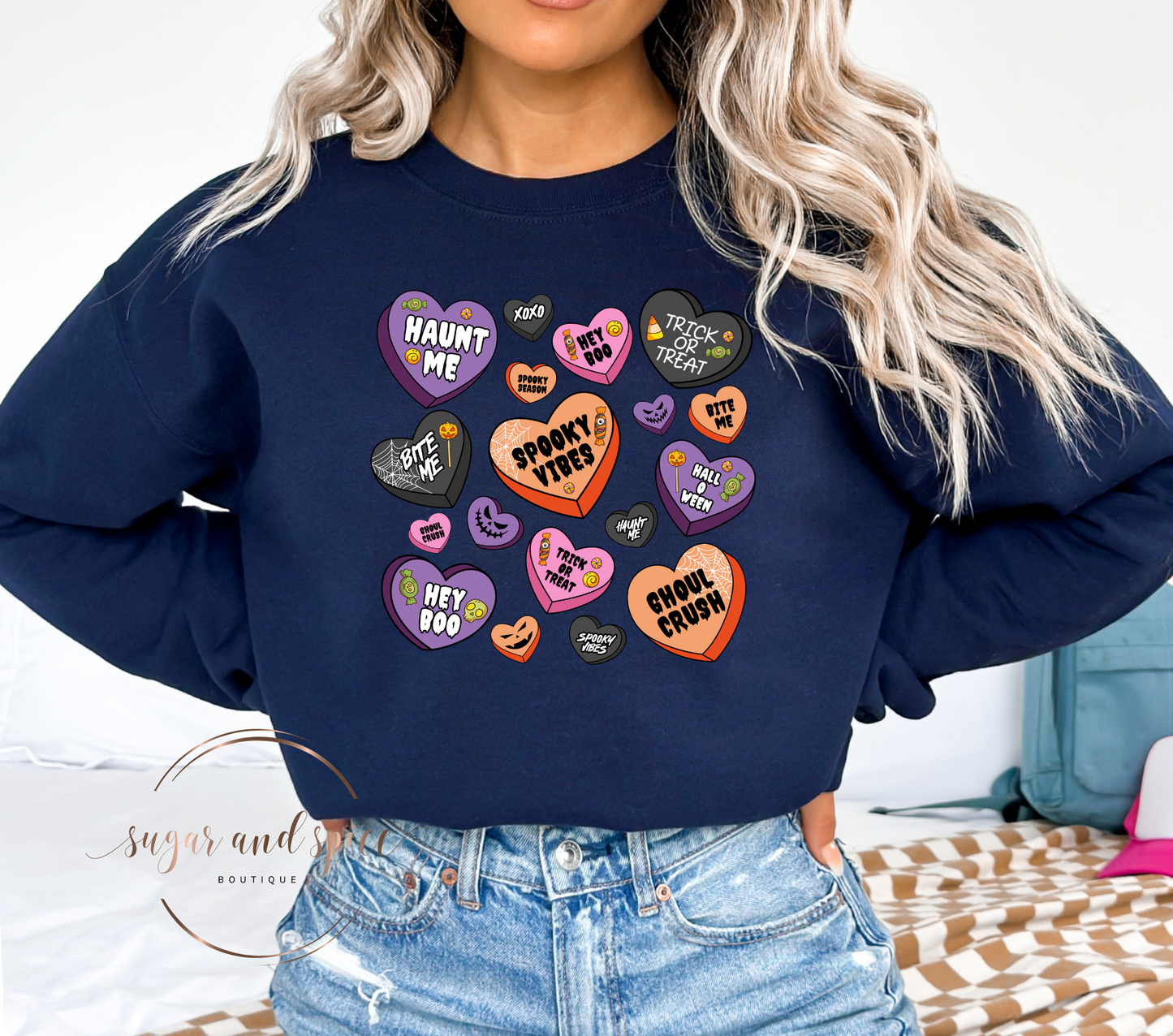 Halloween Hearts Crewneck Sweatshirt