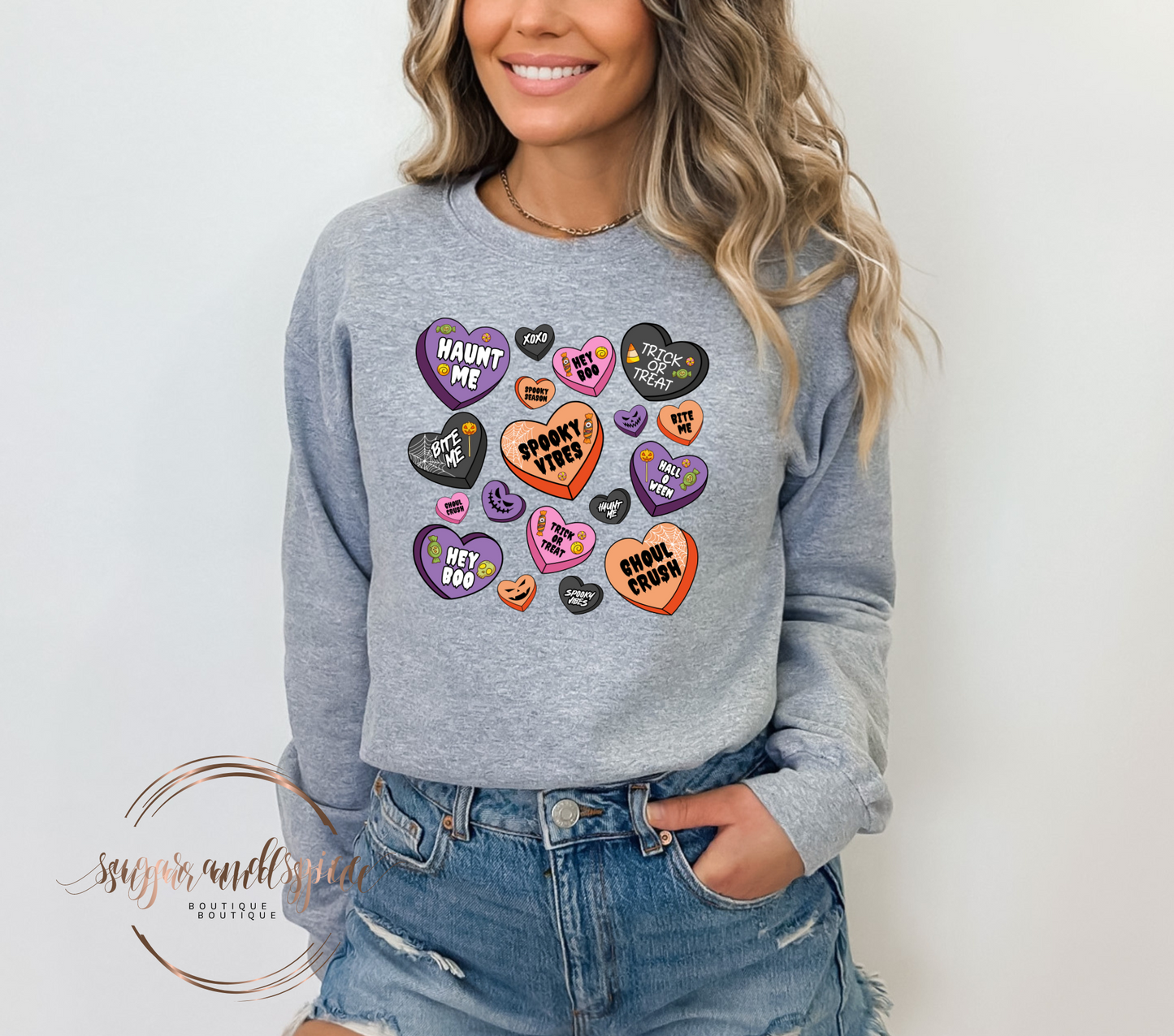 Halloween Hearts Crewneck Sweatshirt